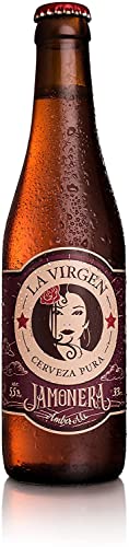 La Virgen Cerveza Artesana Jamonera, Refrescante, Pack 24 Botellas x 330 ml, 5.5% Volumen Alcohol